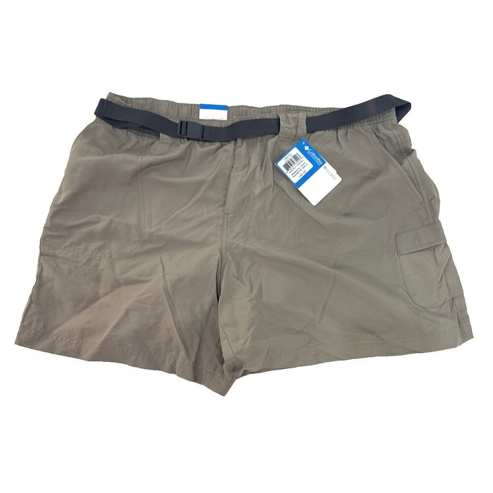 Columbia Khaki Belted Cargo Zipper Pocket Hiking Shorts Womens Size XL